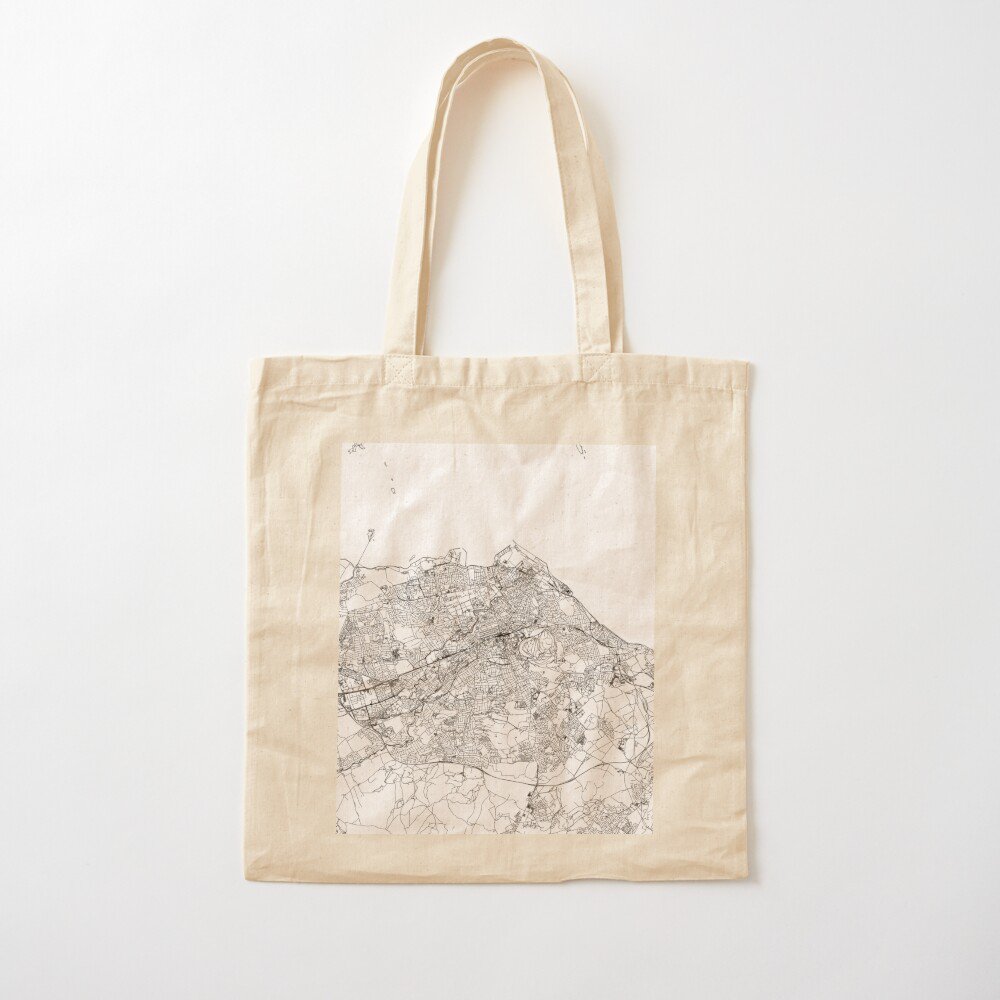 Edinburgh White Map Tote Bag