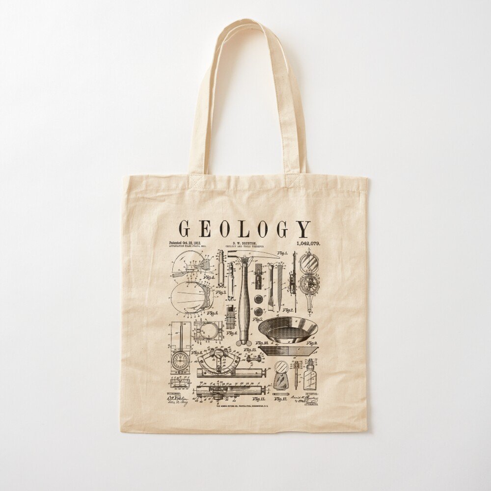 Geology Geologist Field Kit Tools Vintage Patent Print Tote Bag