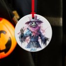 Scarecrow Ornament, Halloween Decoration, Holiday Gift Idea, Heirloom Keepsake, Round Ceramic