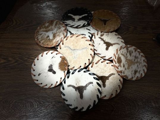 Cowhide Hair On Leather Coasters Pack of 50 and Pack of 100