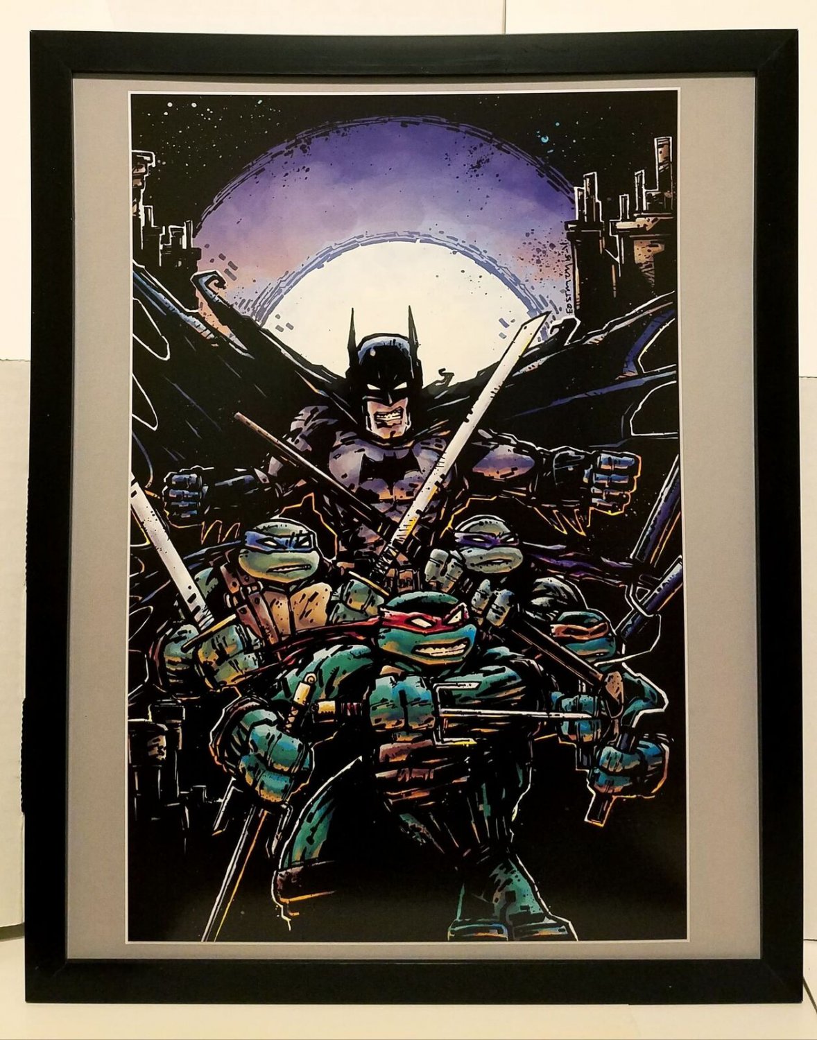 Batman TMNT Ninja Turtles by Kevin Eastman 11x14 FRAMED DC Comics Art Print Post