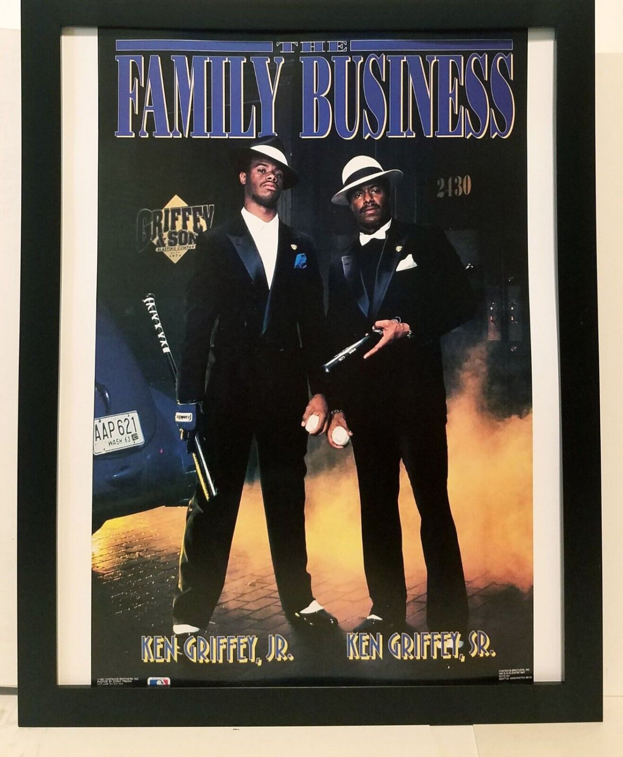 Ken Griffey Sr & Jr Mariners Costaco Brothers 8.5x11 FRAMED Print Vintage Poster