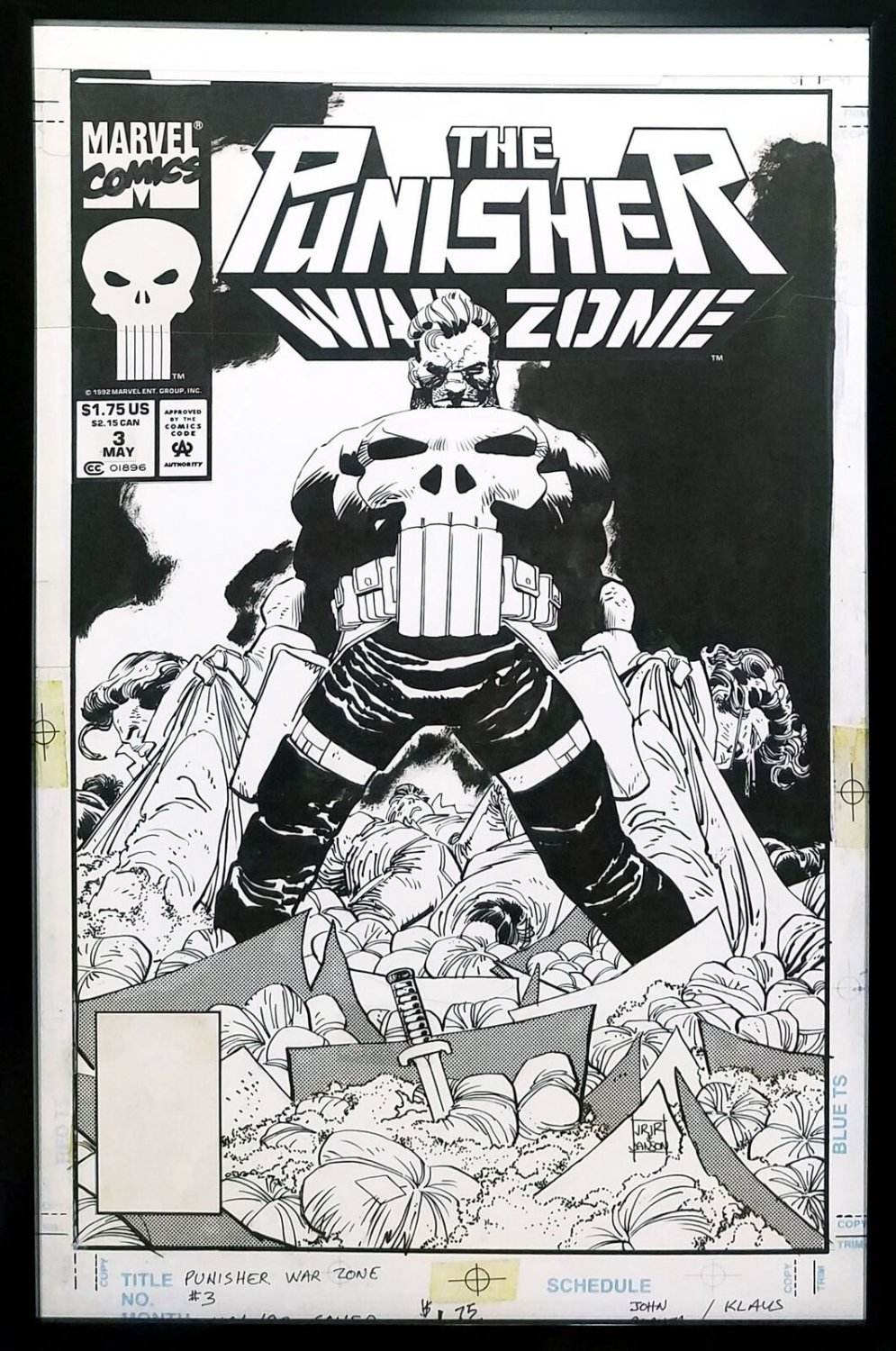 Punisher War Zone #3 John Romita Jr 11x17 FRAMED Original Art Poster ...