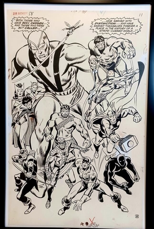 Avengers #58 pg. 8 by John Buscema 11x17 FRAMED Original Art Print Marvel Comics