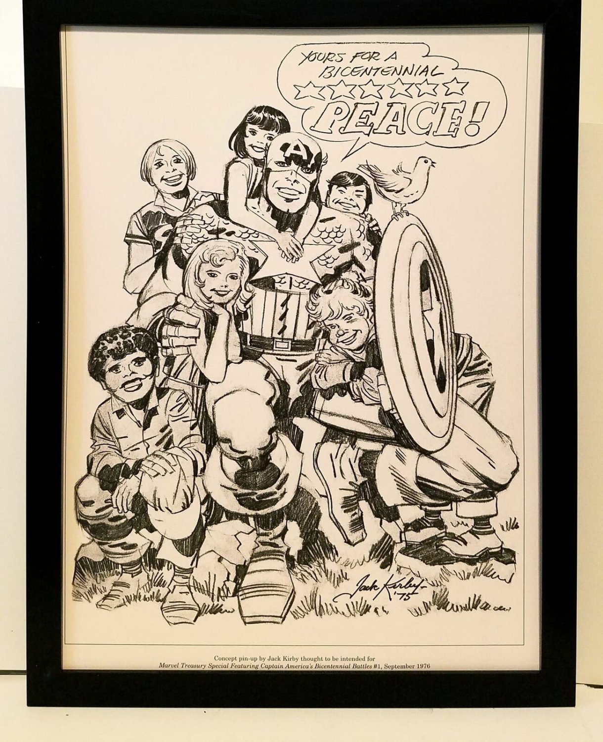Captain America by Jack Kirby 9x12 FRAMED Marvel Comics Pin-Up Original Art Prin