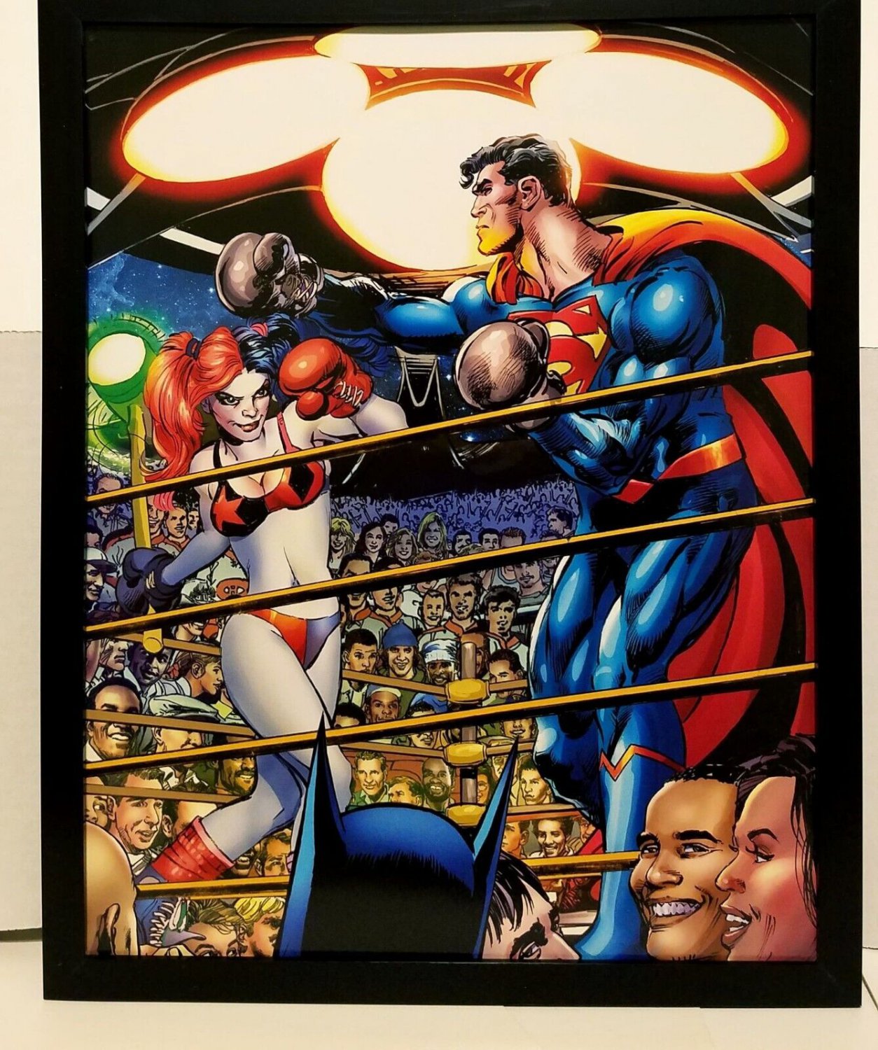 Harley Quinn vs Superman boxing by Neal Adams 11x14 FRAMED DC Comics Art Print P