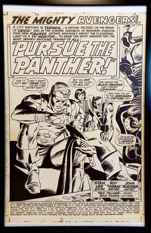 Avengers #74 pg. 1 by John Buscema 11x17 FRAMED Original Art Print Marvel Comics