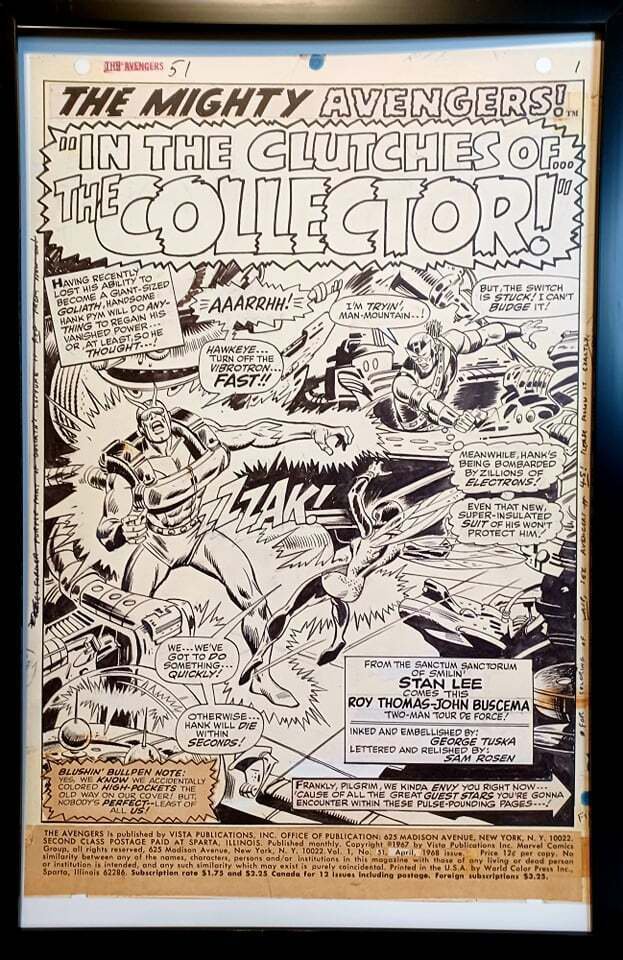 Avengers #51 pg. 1 by John Buscema 11x17 FRAMED Original Art Print Marvel Comics