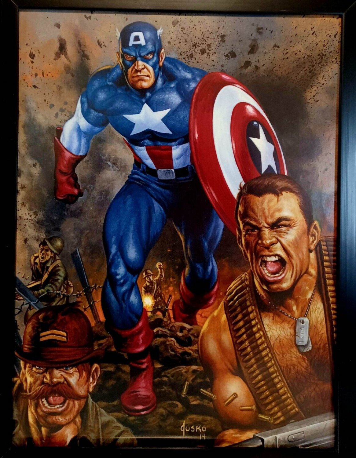 Captain America Marvel Masterpieces by Joe Jusko 9x12 FRAMED Marvel Comics Art