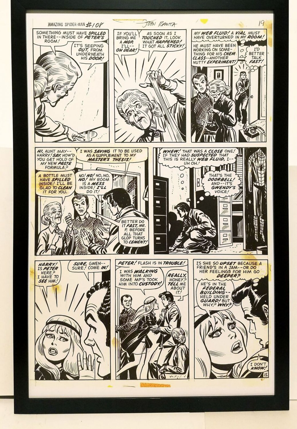 Amazing Spider-Man #108 pg. 15 John Romita 11x17 FRAMED Original Art Print Marve