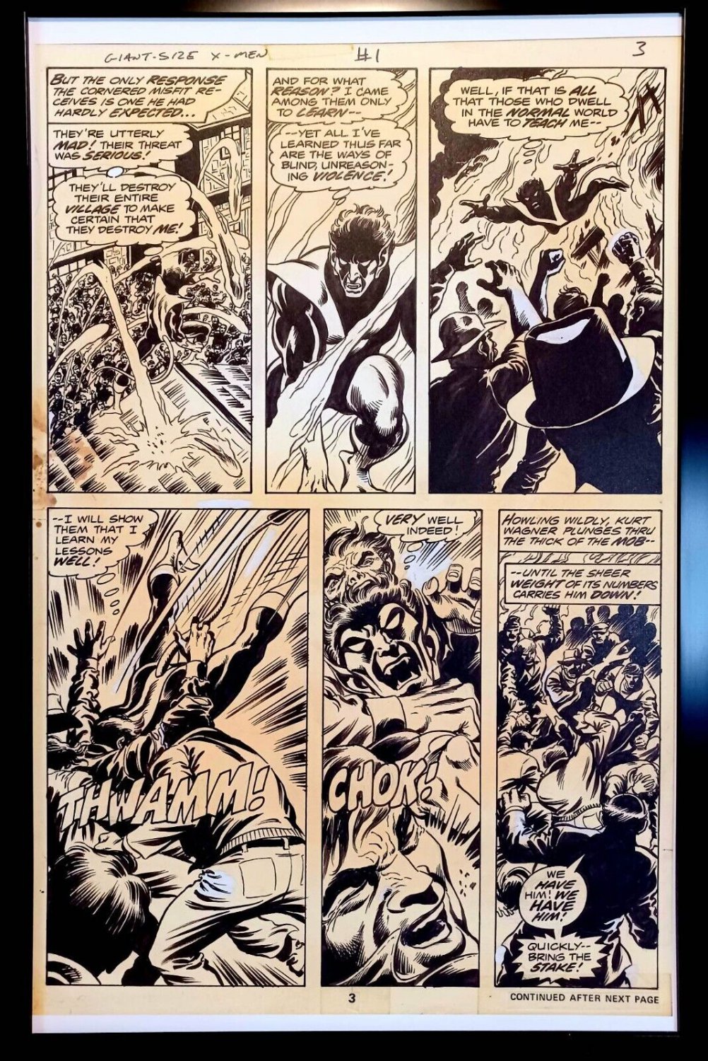 Giant Size X-Men #1 pg. 3 Dave Cockrum 11x17 FRAMED Original Art Poster Comics