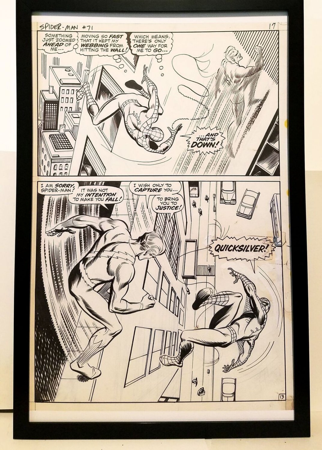 Amazing Spider-Man #71 pg. 13 John Romita 11x17 FRAMED Original Art Poster Marve