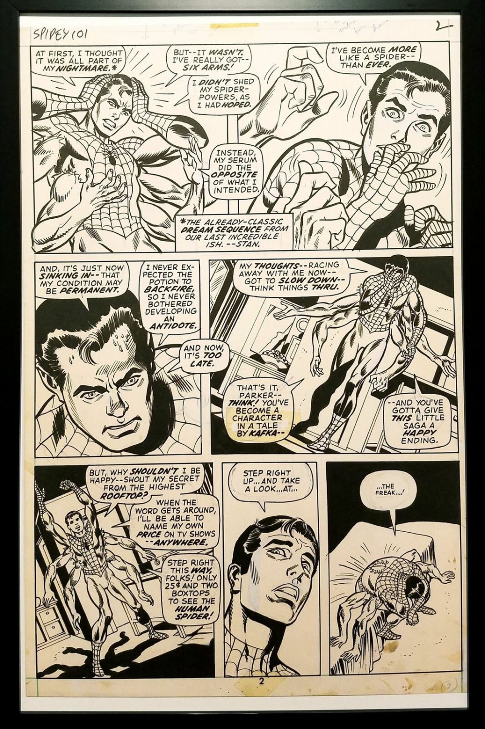 Amazing Spider-Man #101 pg. 2 Gil Kane 11x17 FRAMED Original Art Poster Marvel C