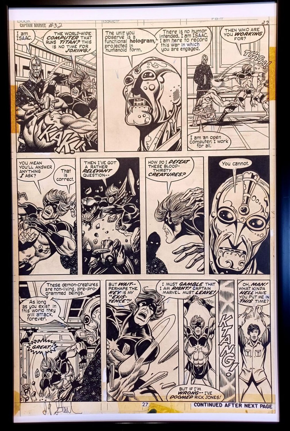 Captain Marvel #32 pg. 27 by Jim Starlin 11x17 FRAMED Original Art Print Comic P