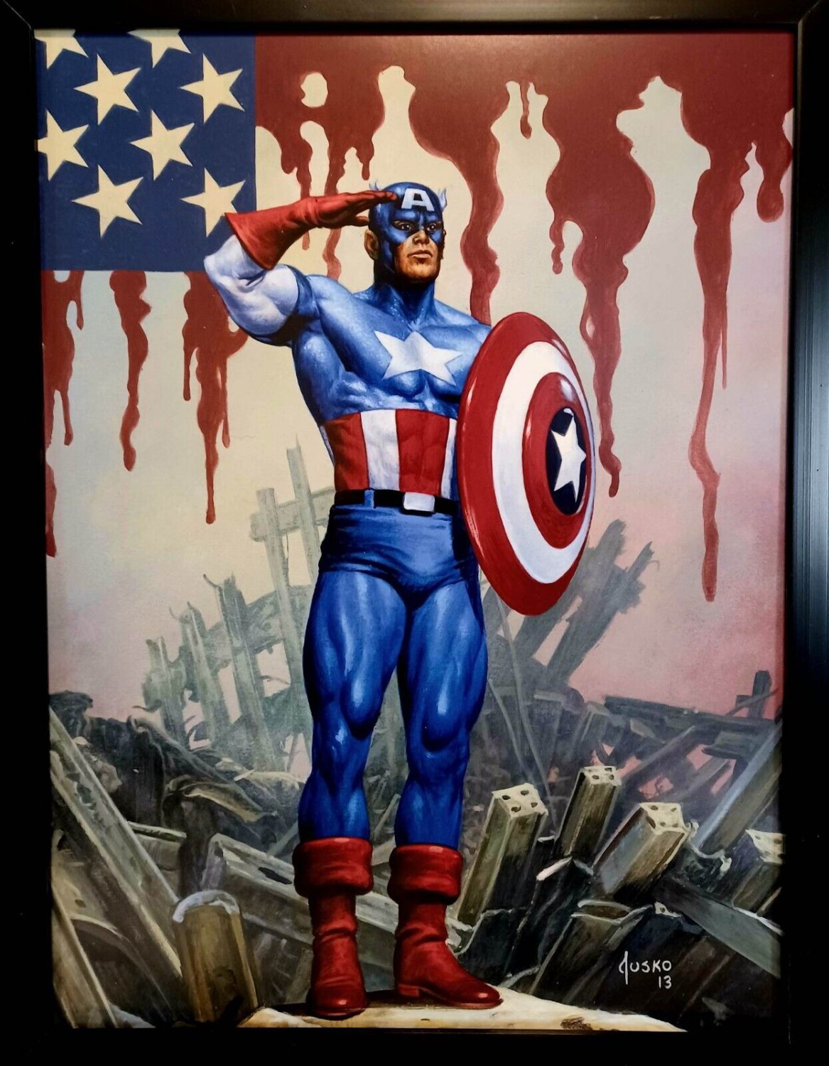 Captain America Marvel Masterpieces by Joe Jusko 9x12 FRAMED Comics Art Print