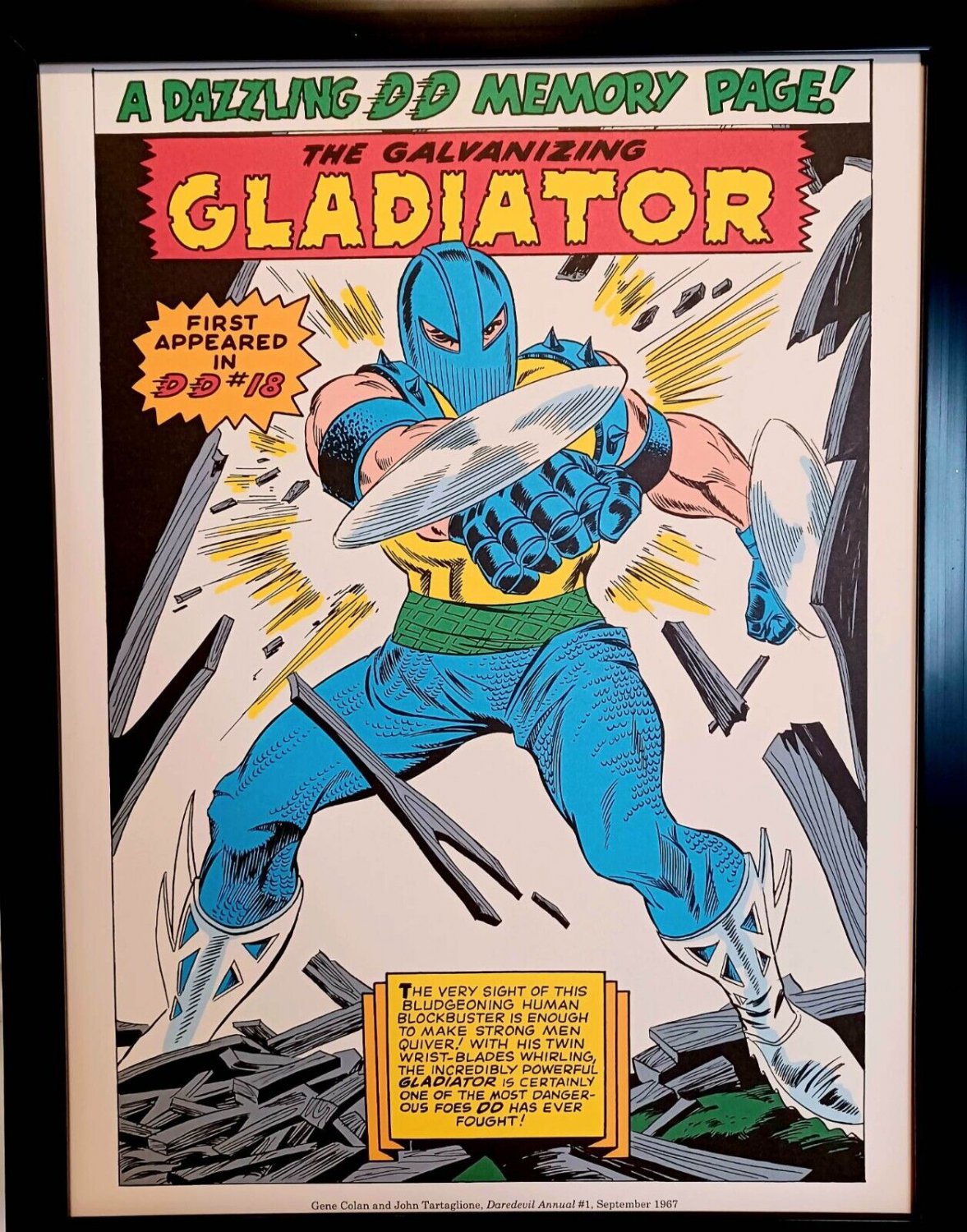 Daredevil Gladiator by Gene Colan 9x12 FRAMED Marvel Comics Vintage Art Print Po