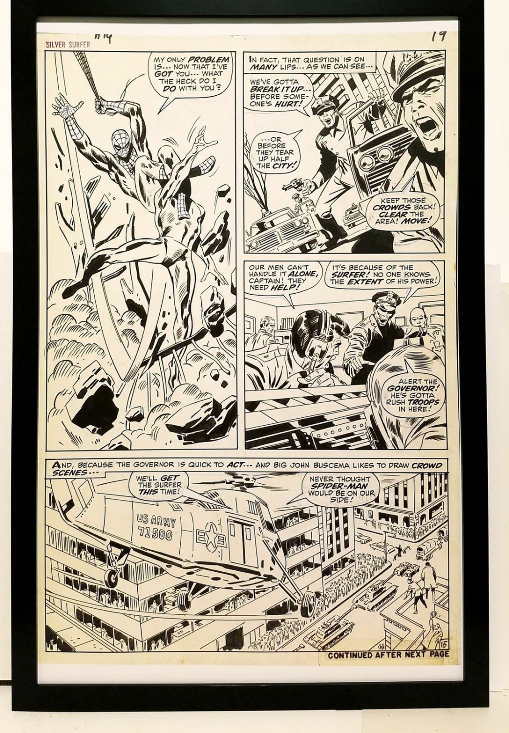Silver Surfer #14 pg. 15 by John Buscema 11x17 FRAMED Original Art Print Marvel