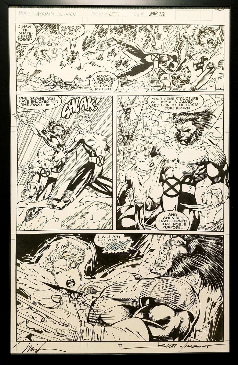 X-Men #277 pg. 22 Wolverine Jim Lee 11x17 FRAMED Original Art Poster Marvel Comi