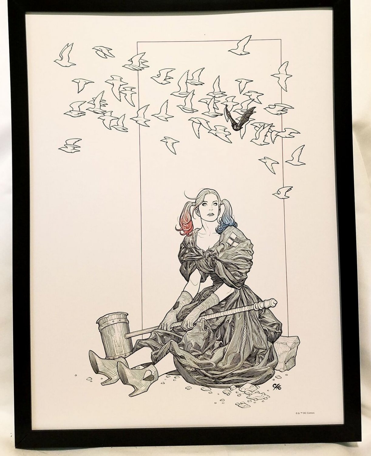 Harley Quinn B&W by Frank Cho FRAMED 12x16 Art Print DC Comics Poster