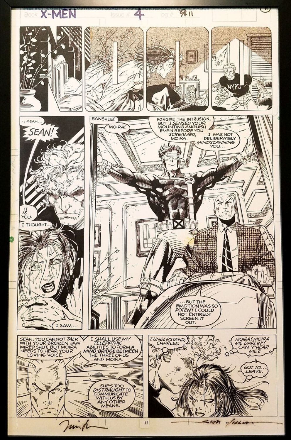 X-Men #4 pg. 11 Cyclops Jim Lee 11x17 FRAMED Original Art Poster Marvel Comics