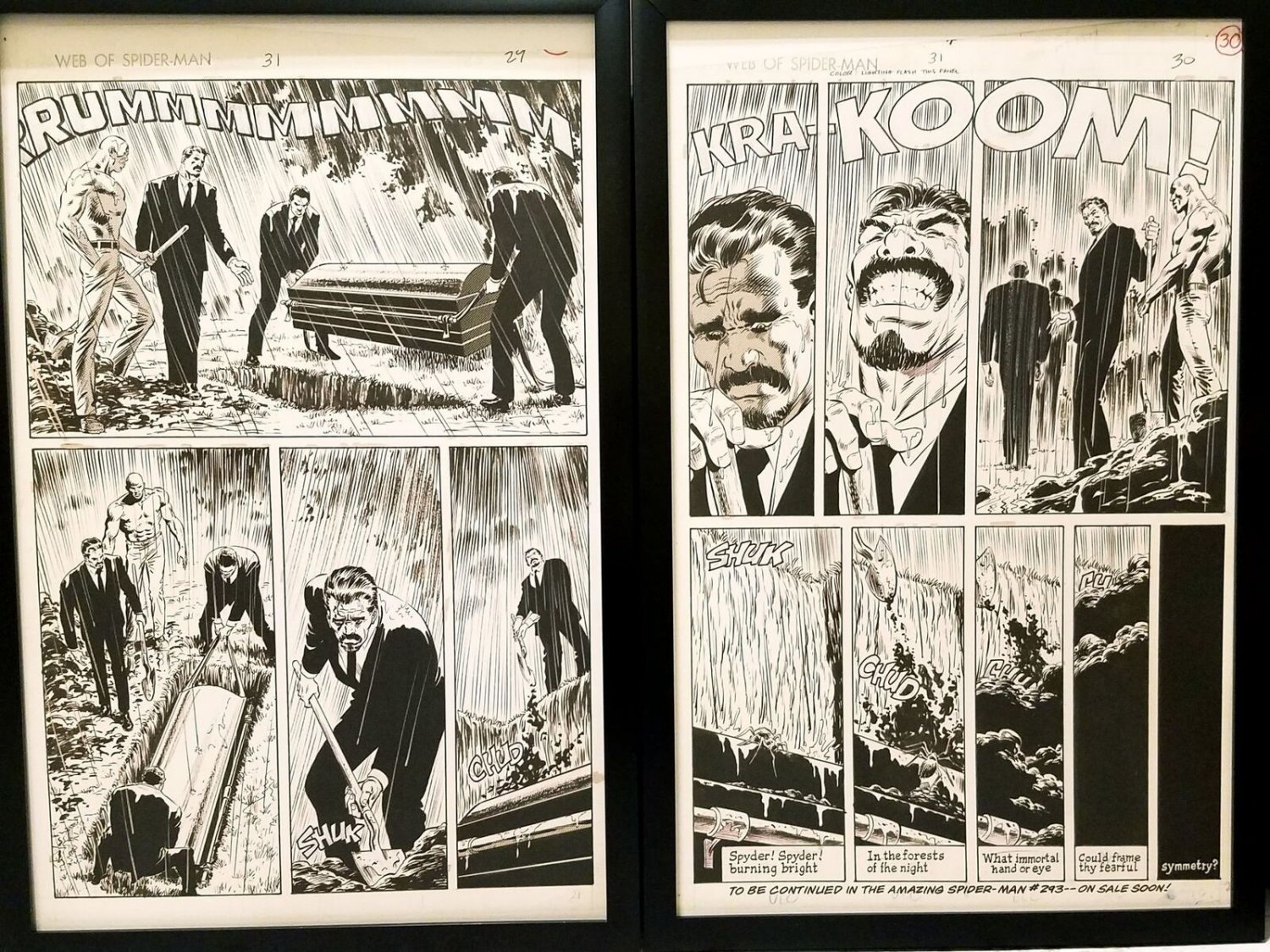 Web Spider-Man #31 pg. 29 & 30 Mike Zeck Set of 2 11x17 FRAMED Original Art Post