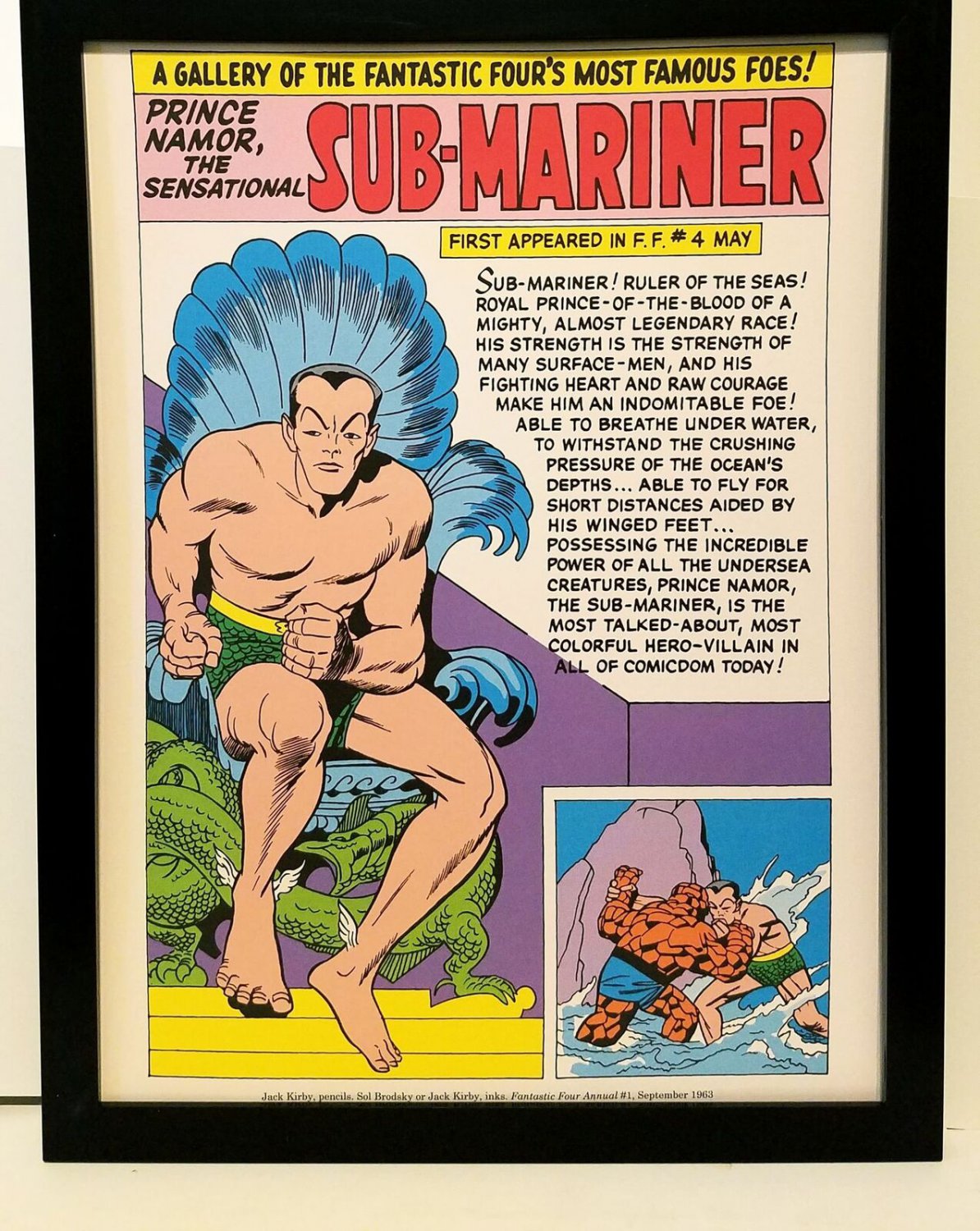 Namor the Sub-Mariner by Jack Kirby 9x12 FRAMED Marvel Comics Vintage Art Print