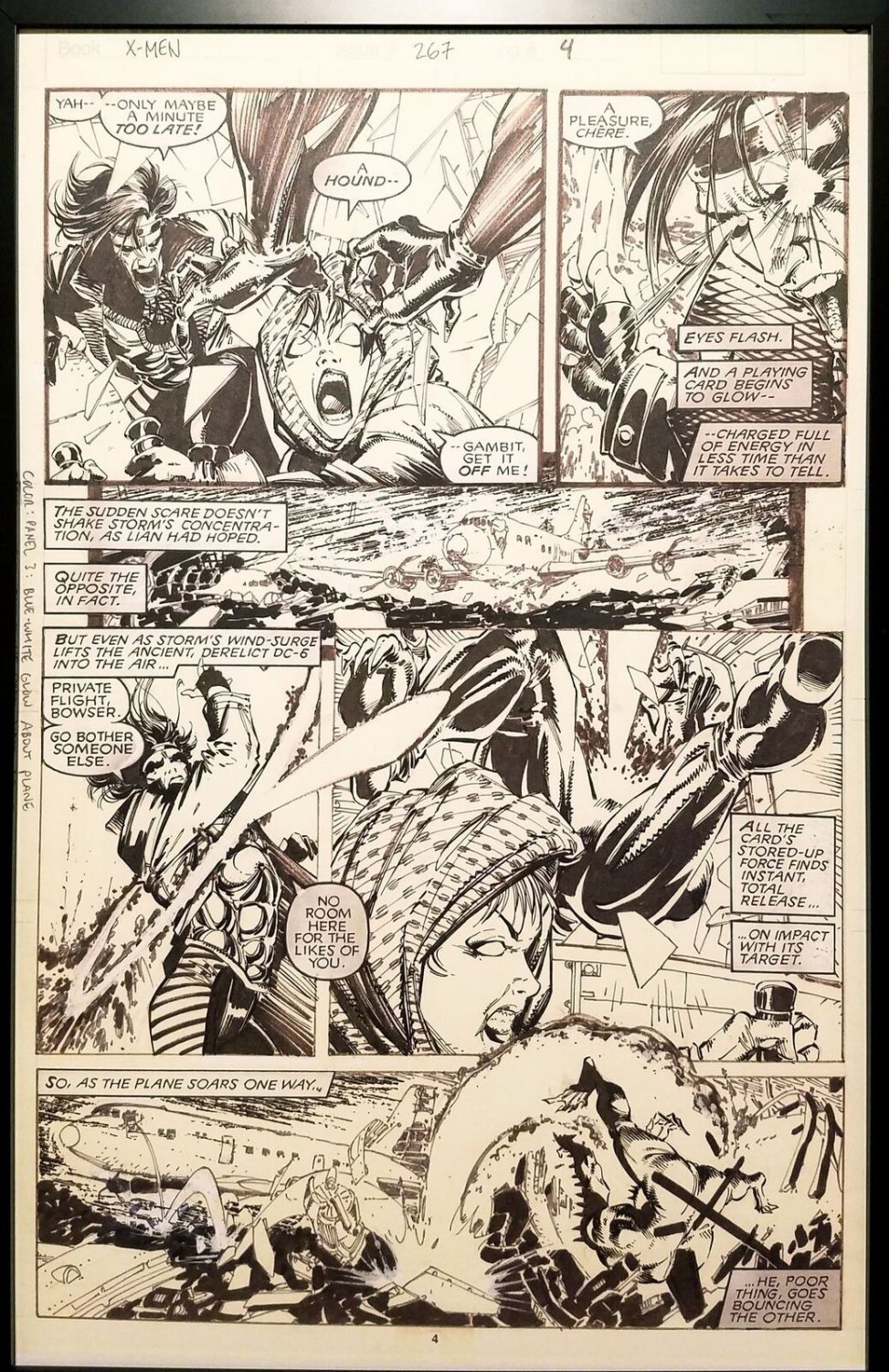 Uncanny X-Men #267 pg. 4 Gambit Jim Lee 11x17 FRAMED Original Art Poster Marvel