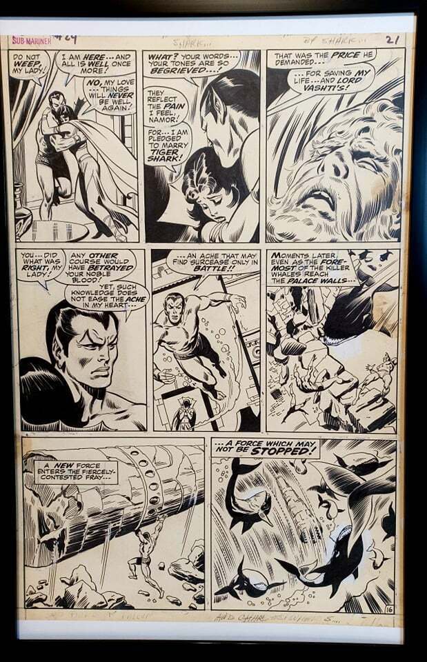 Sub-Mariner #24 pg. 16 by John Buscema 11x17 FRAMED Original Art Print Marvel Co