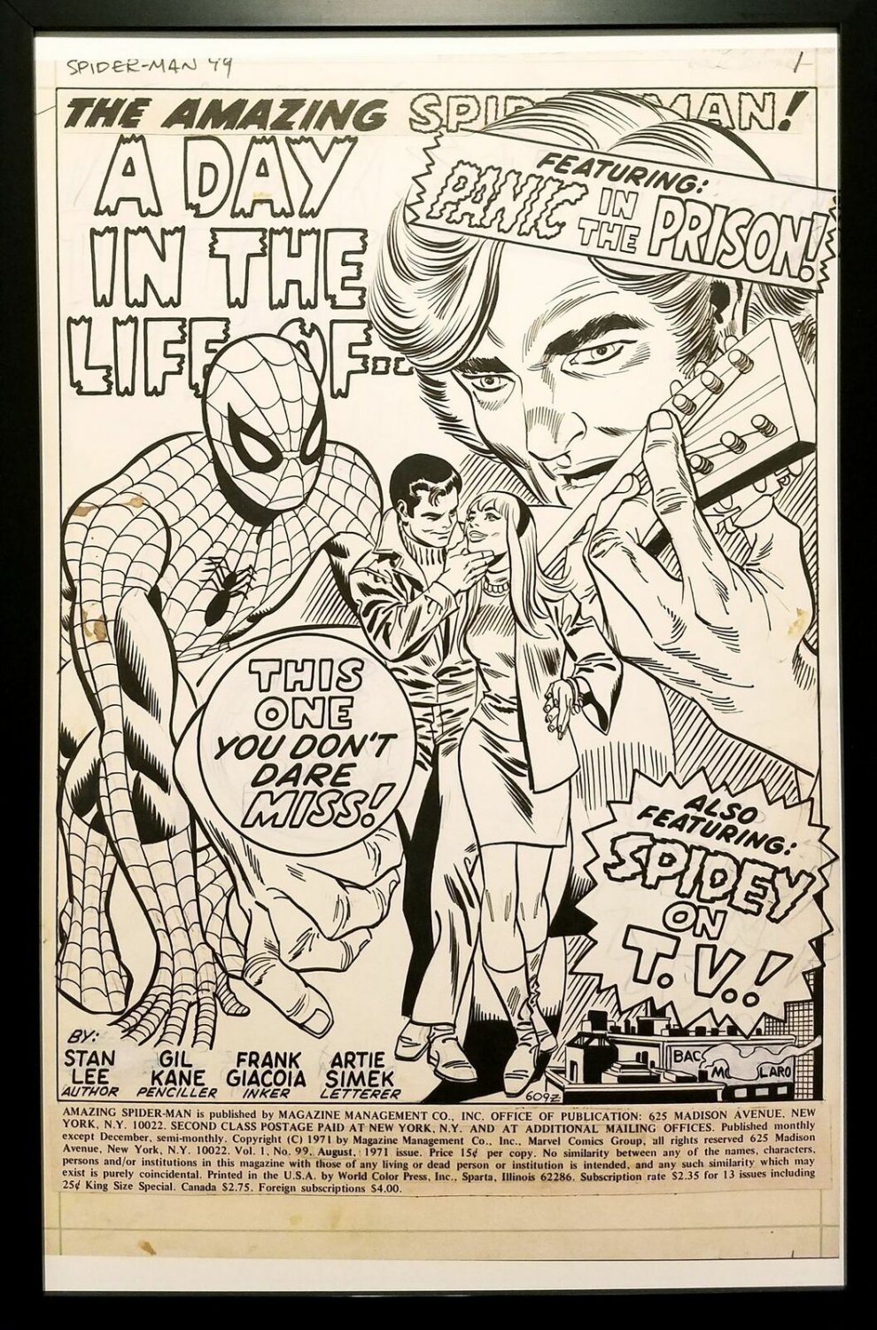 Amazing Spider-Man #99 pg. 1 Gil Kane 11x17 FRAMED Original Art Poster Marvel Co