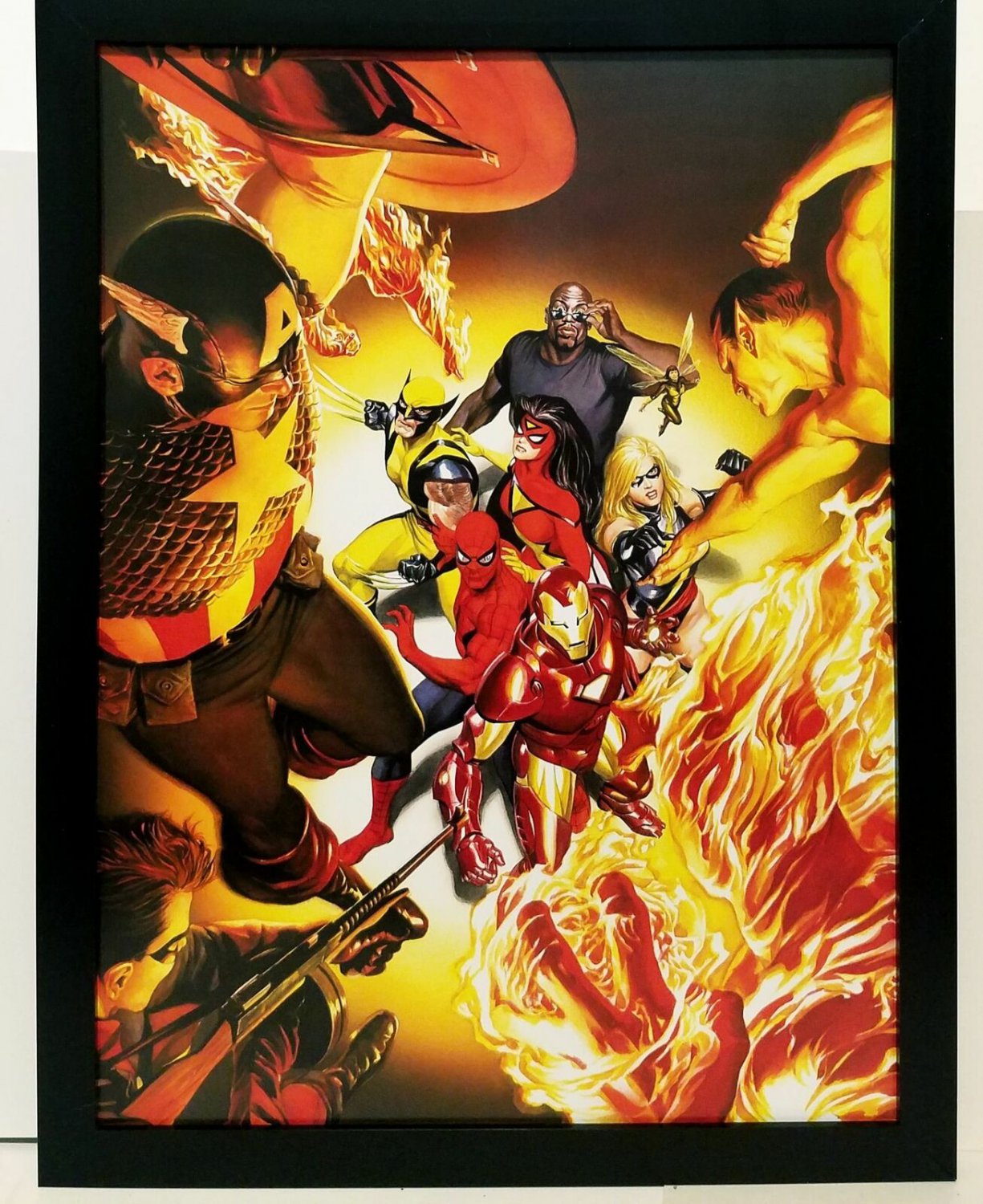 Avengers vs. Invaders WWII by Alex Ross 9x12 FRAMED Marvel Comics Art Print Post