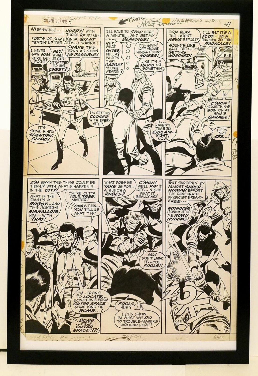 Silver Surfer #5 pg. 35 by John & Sal Buscema 11x17 FRAMED Original Art Print Ma