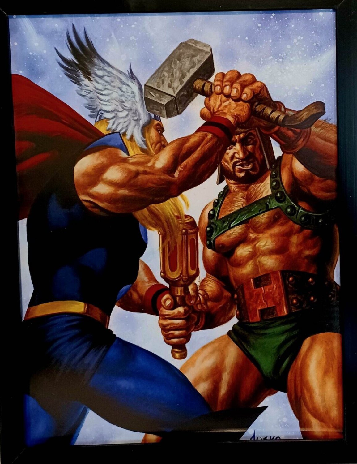 Thor vs. Hercules Marvel Masterpieces by Joe Jusko 9x12 FRAMED Comics Art Print