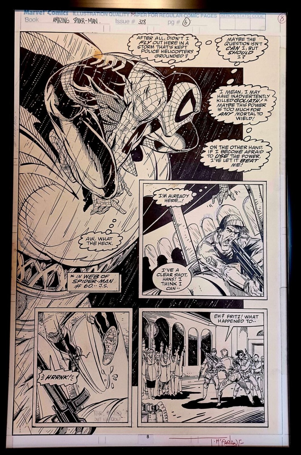 Amazing Spider-Man #328 pg. 6 by Todd McFarlane 11x17 FRAMED Original Art Print
