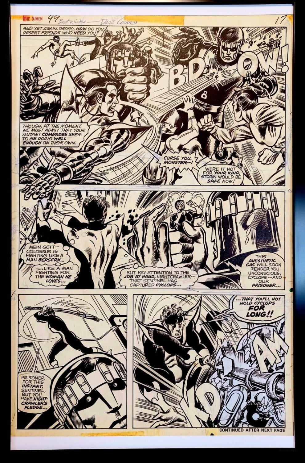 X-Men #99 pg. 17 by Dave Cockrum 11x17 FRAMED Original Art Poster Marvel Comics