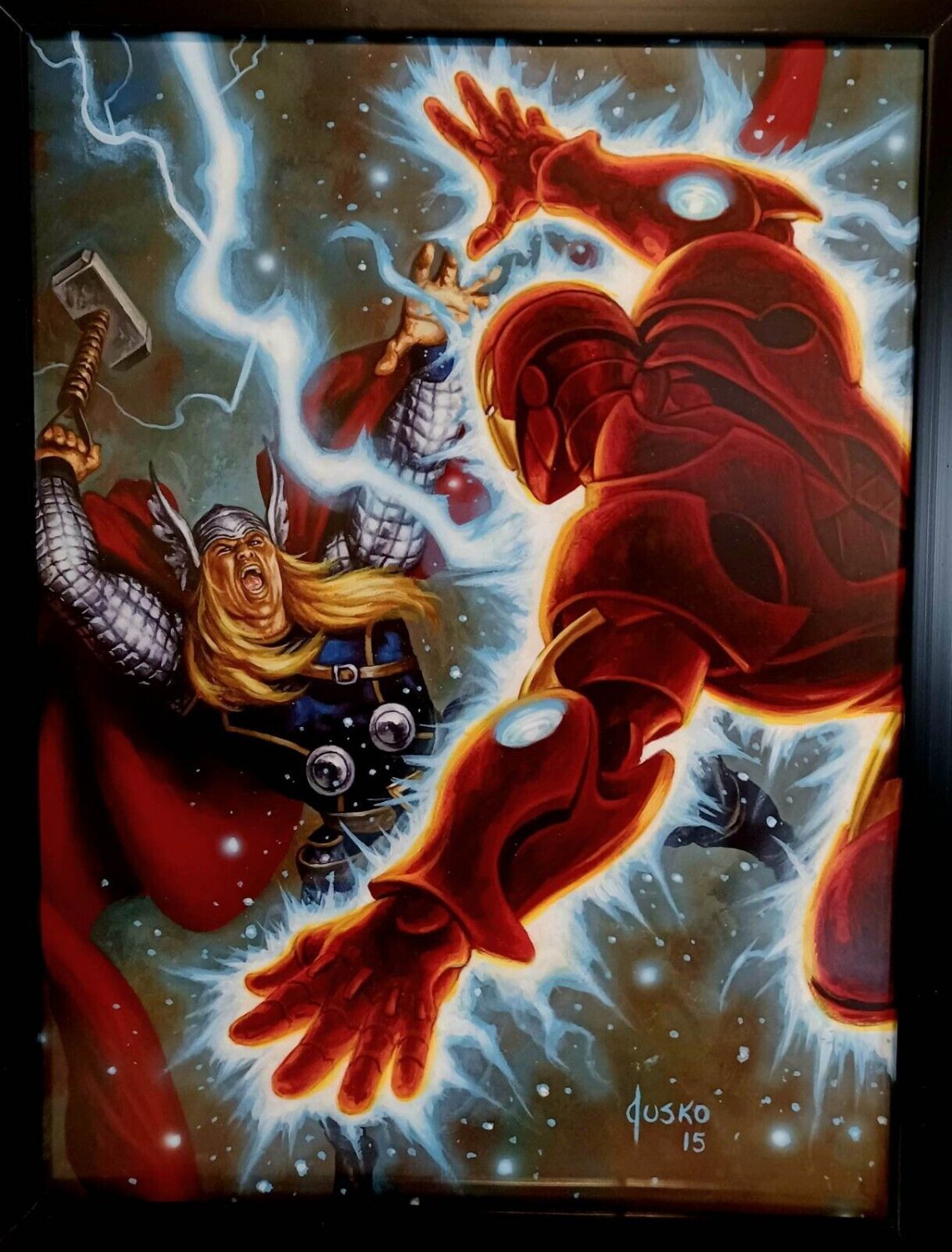 Iron Man Thor Marvel Masterpieces by Joe Jusko 9x12 FRAMED Comics Art Print