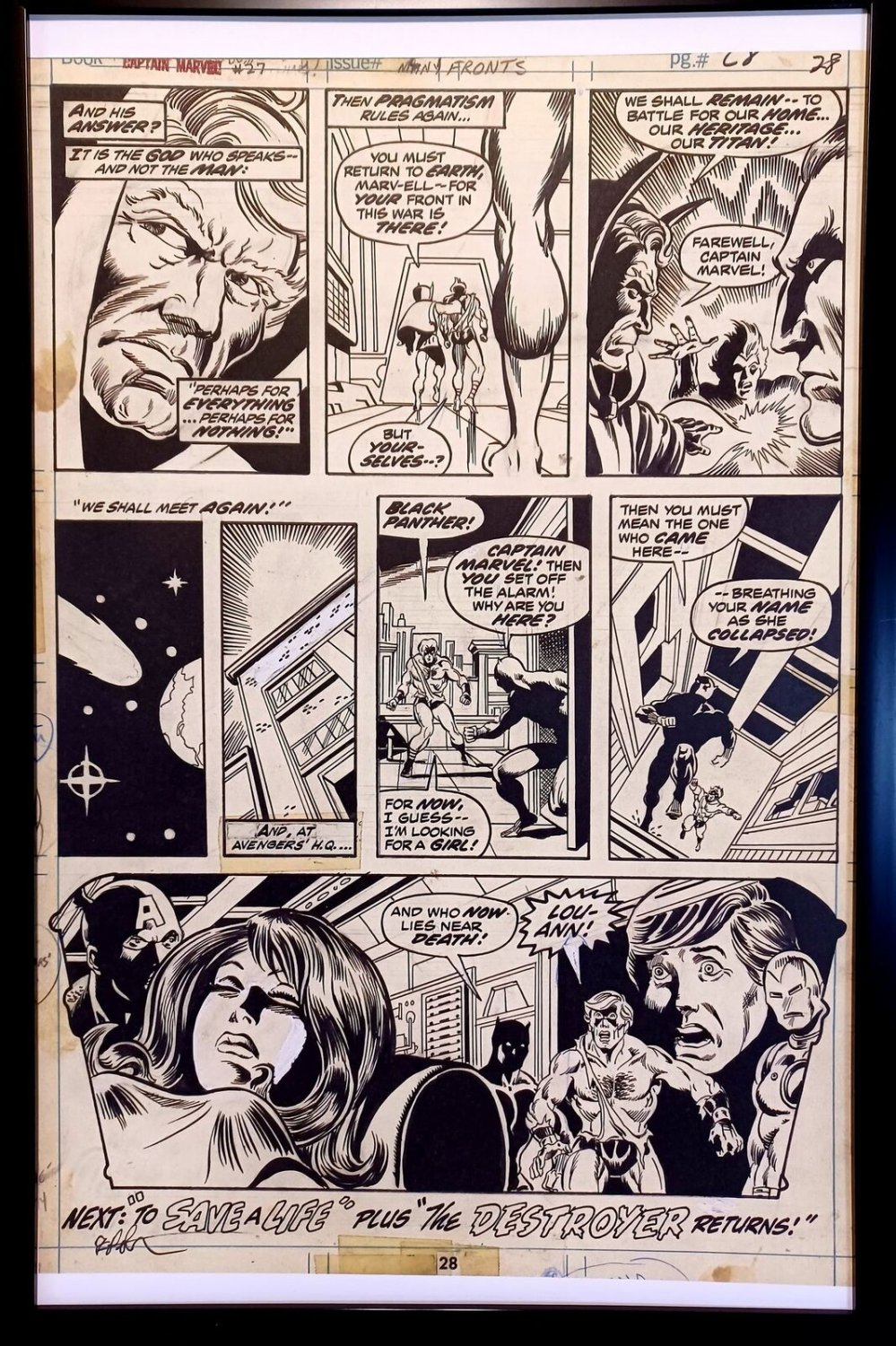 Captain Marvel #27 pg. 28 by Jim Starlin 11x17 FRAMED Original Art Print Comic P