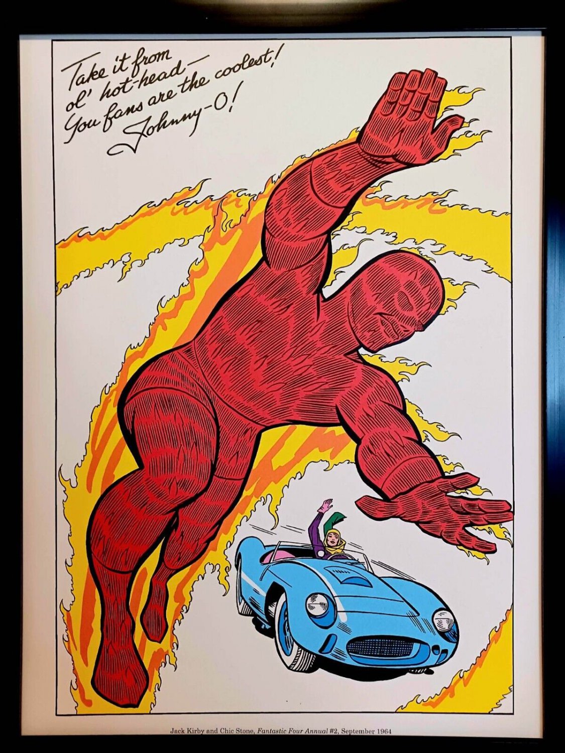 Fantastic Four Human Torch by Jack Kirby 9x12 FRAMED Marvel Comics Art Print Pos