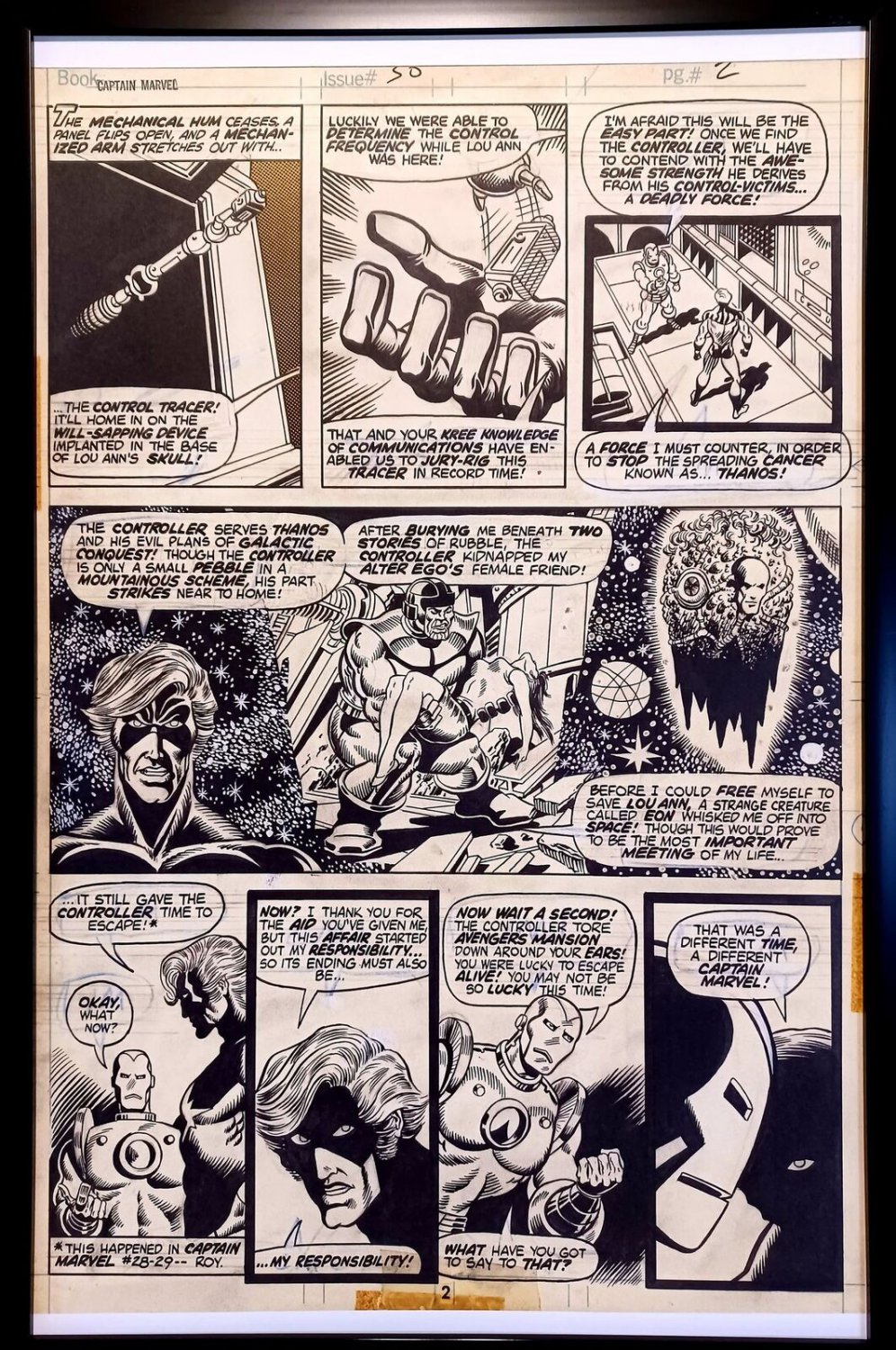 Captain Marvel #30 pg. 2 by Jim Starlin 11x17 FRAMED Original Art Print Comic Po