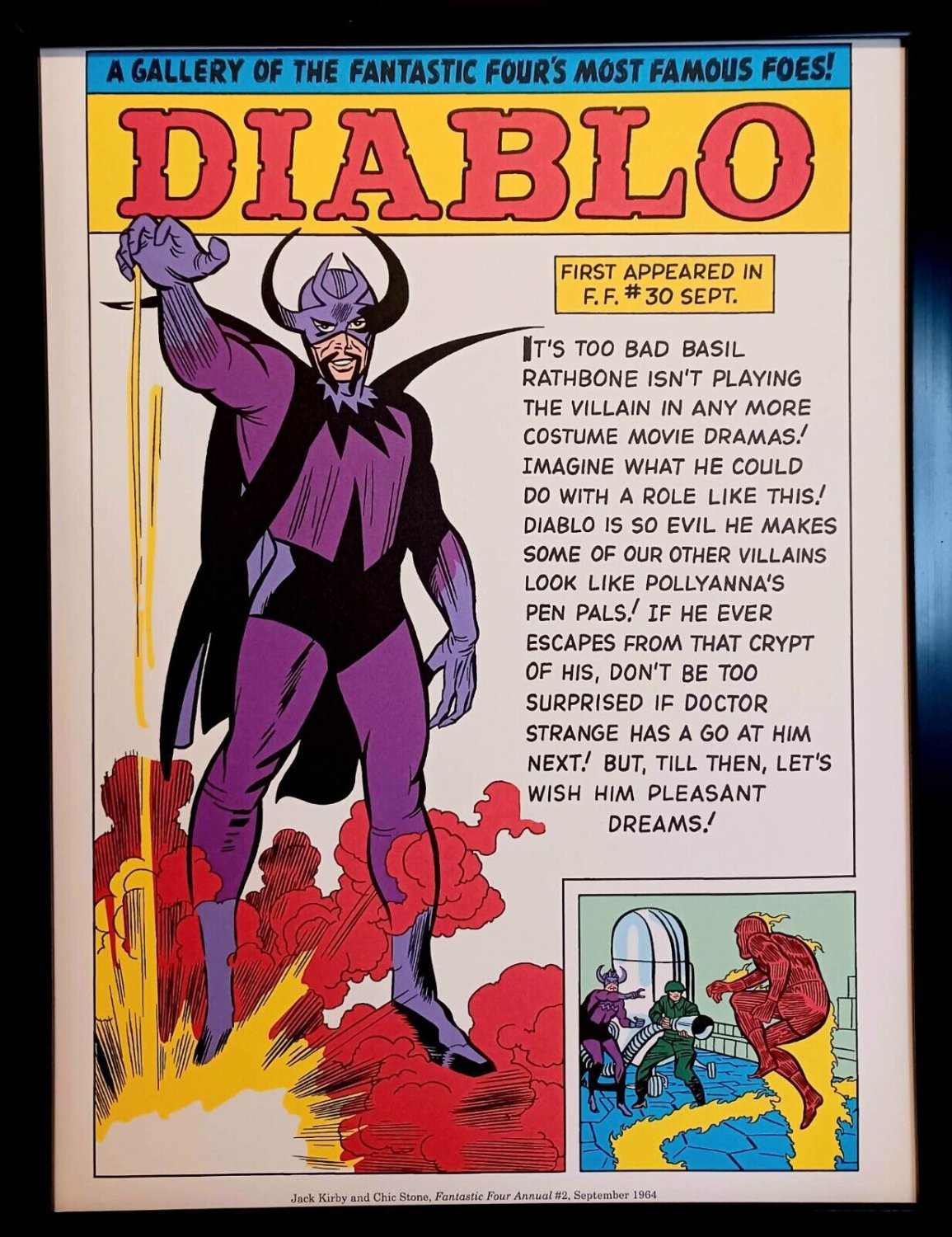 Fantastic Four Diablo by Jack Kirby 9x12 FRAMED Marvel Comics Art Print Poster
