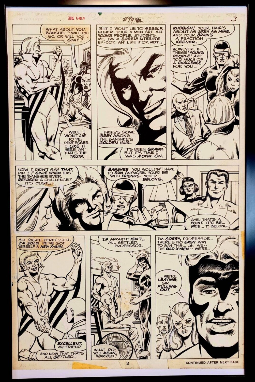 X-Men #94 pg. 3 by Dave Cockrum 11x17 FRAMED Original Art Poster Marvel Comics