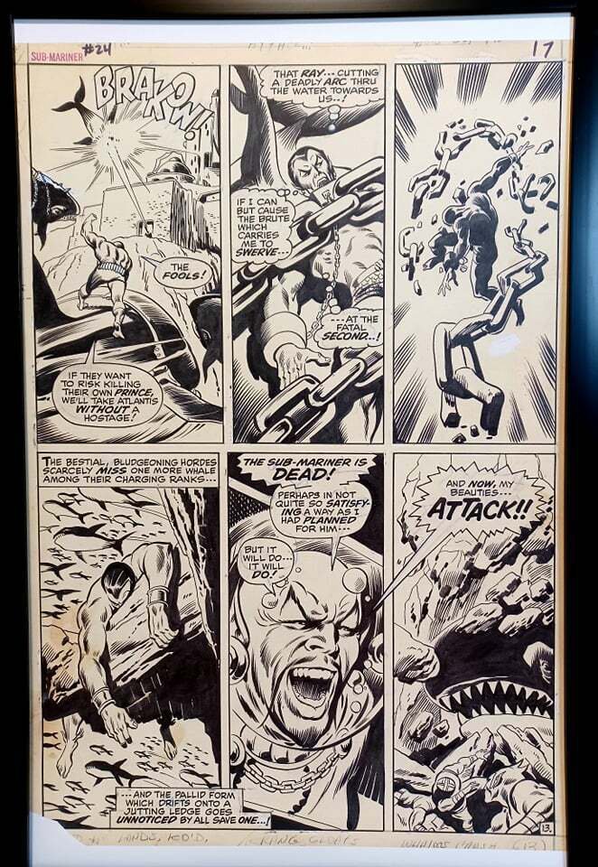 Sub-Mariner #24 pg. 13 by John Buscema 11x17 FRAMED Original Art Print Marvel Co