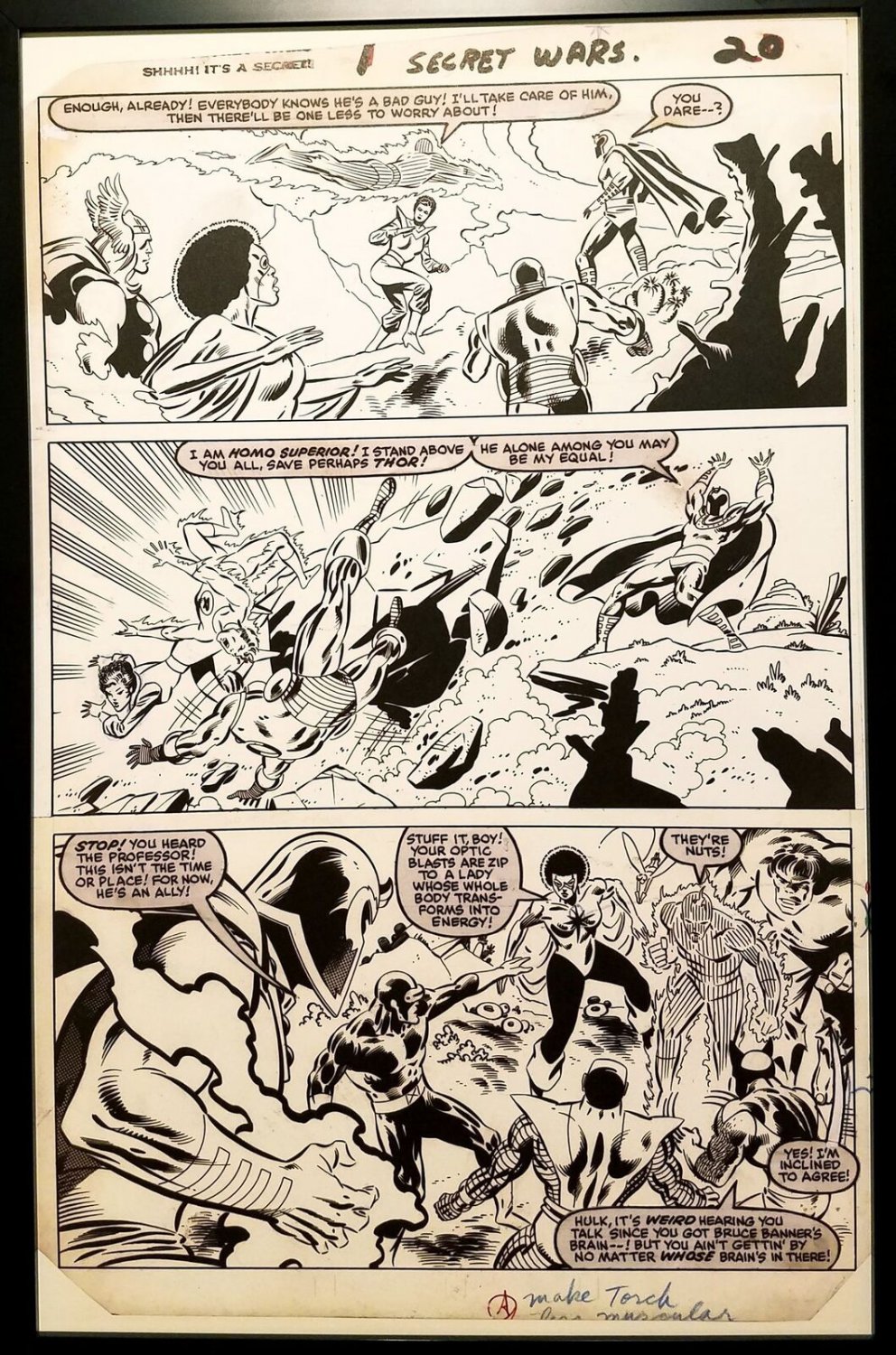 Secret Wars #1 pg. 20 by Mike Zeck 11x17 FRAMED Original Art Poster Marvel Comic