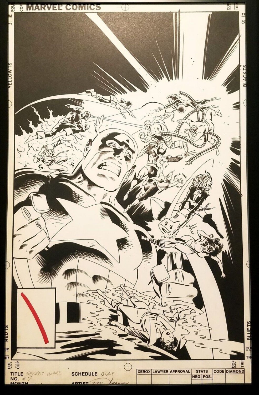 Secret Wars #7 Variant Mike Zeck 11x17 FRAMED Original Art Poster Marvel Comics