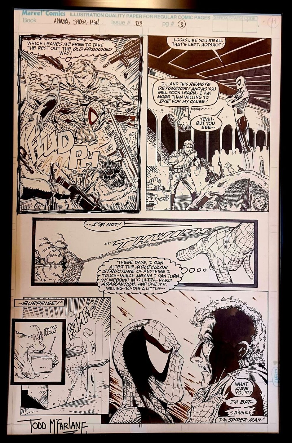 Amazing Spider-Man #328 pg. 8 by Todd McFarlane 11x17 FRAMED Original Art Print