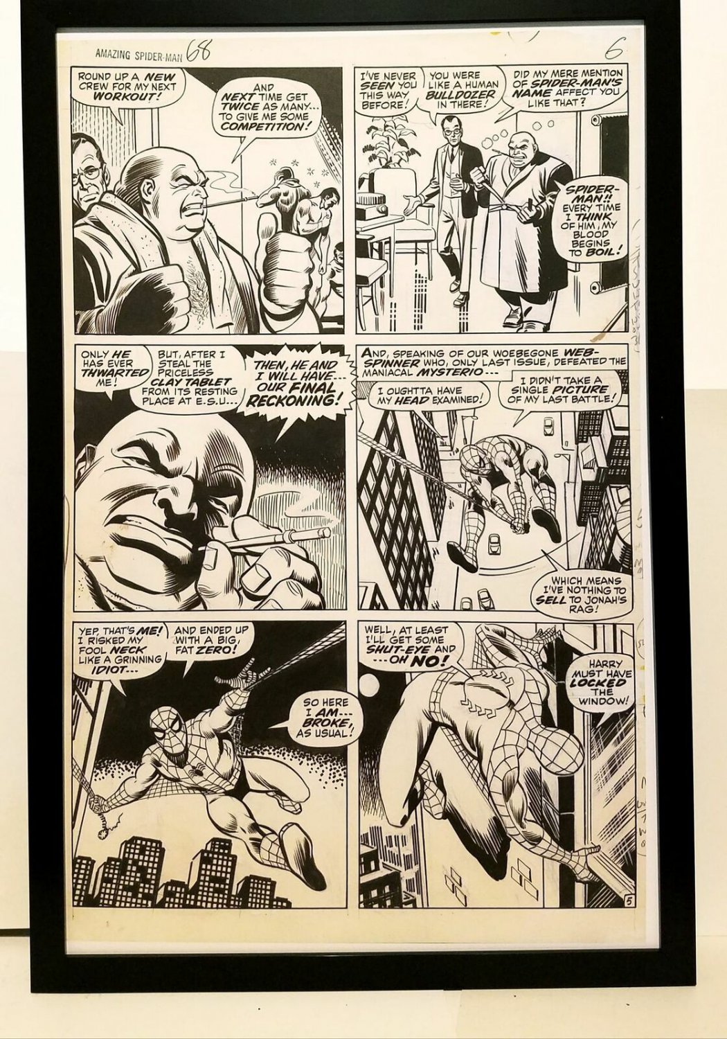 Amazing Spider-Man #68 pg. 5 John Romita 11x17 FRAMED Original Art Print Marvel