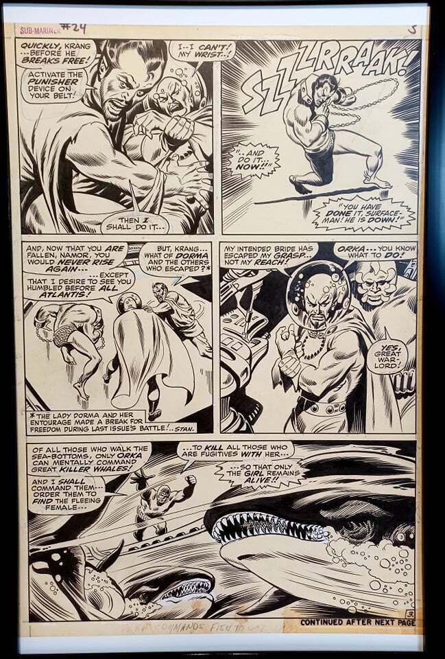 Sub-Mariner #24 pg. 3 by John Buscema 11x17 FRAMED Original Art Print Marvel Com