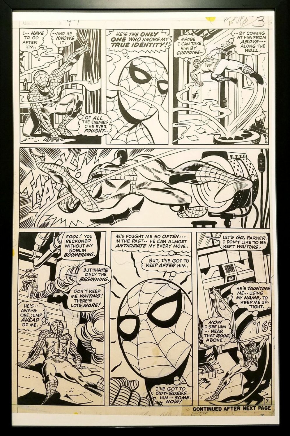 Amazing Spider-Man #97 pg. 3 by Gil Kane 11x17 FRAMED Original Art Poster Marvel