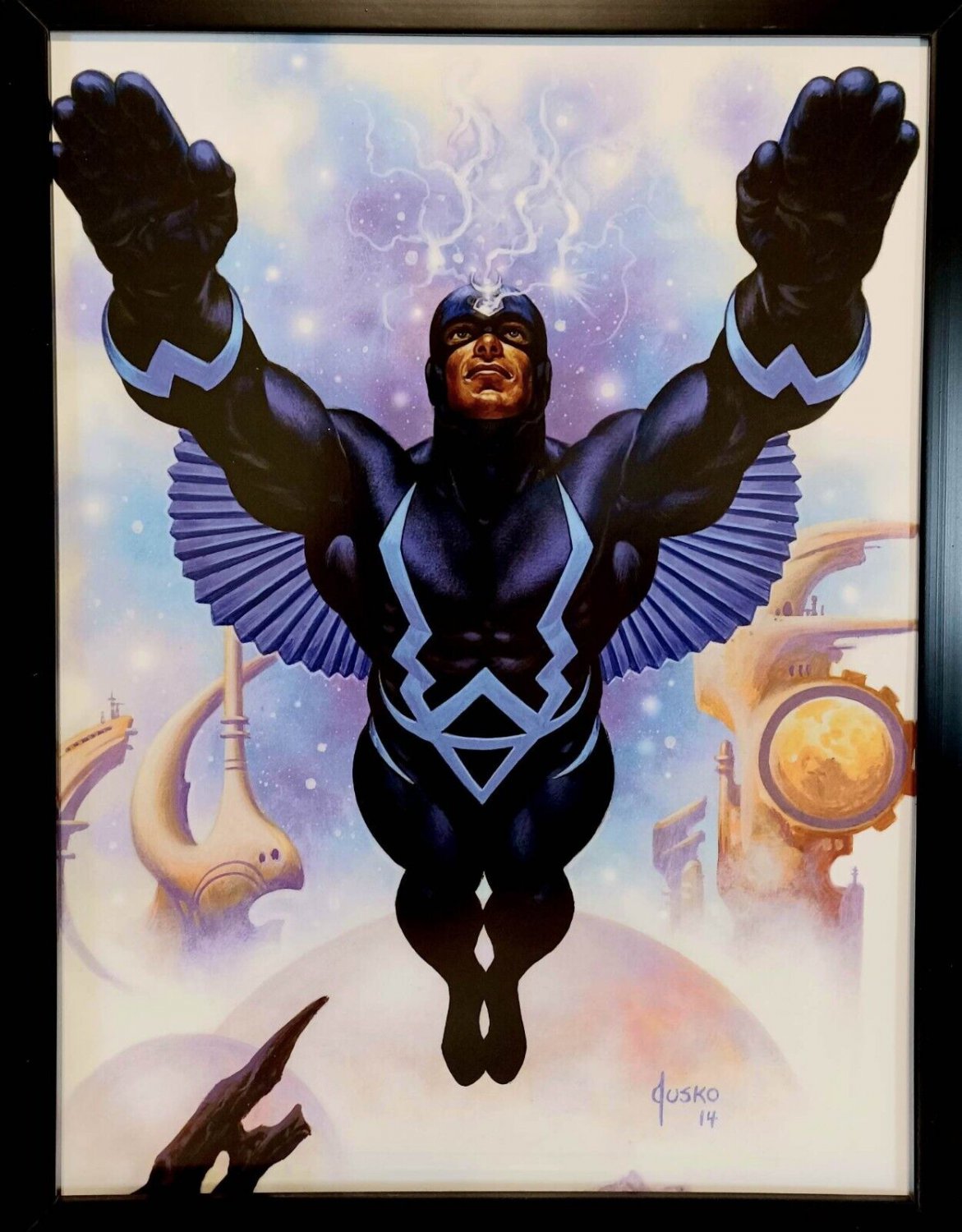 Black Bolt Marvel Masterpieces by Joe Jusko 9x12 FRAMED Marvel Comics Art Print