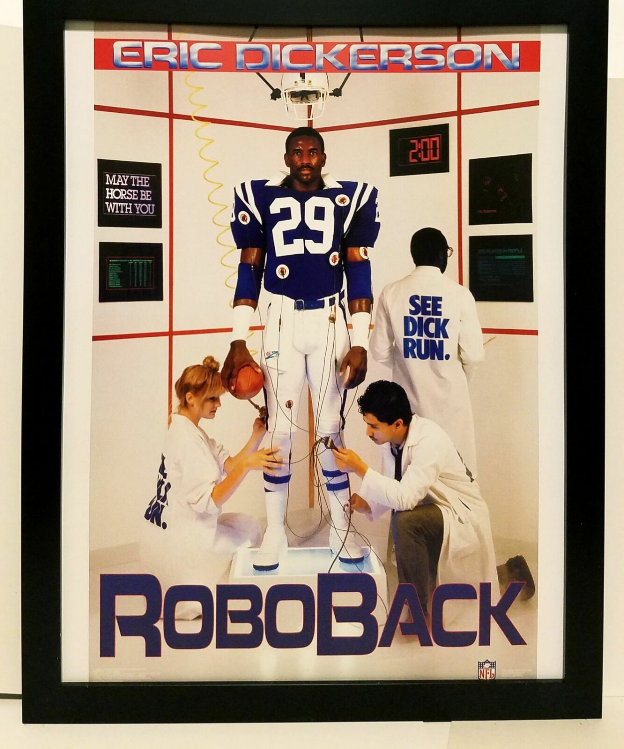 Eric Dickerson Colts Costacos Brothers 8.5x11 FRAMED Print Vintage 80s Poster