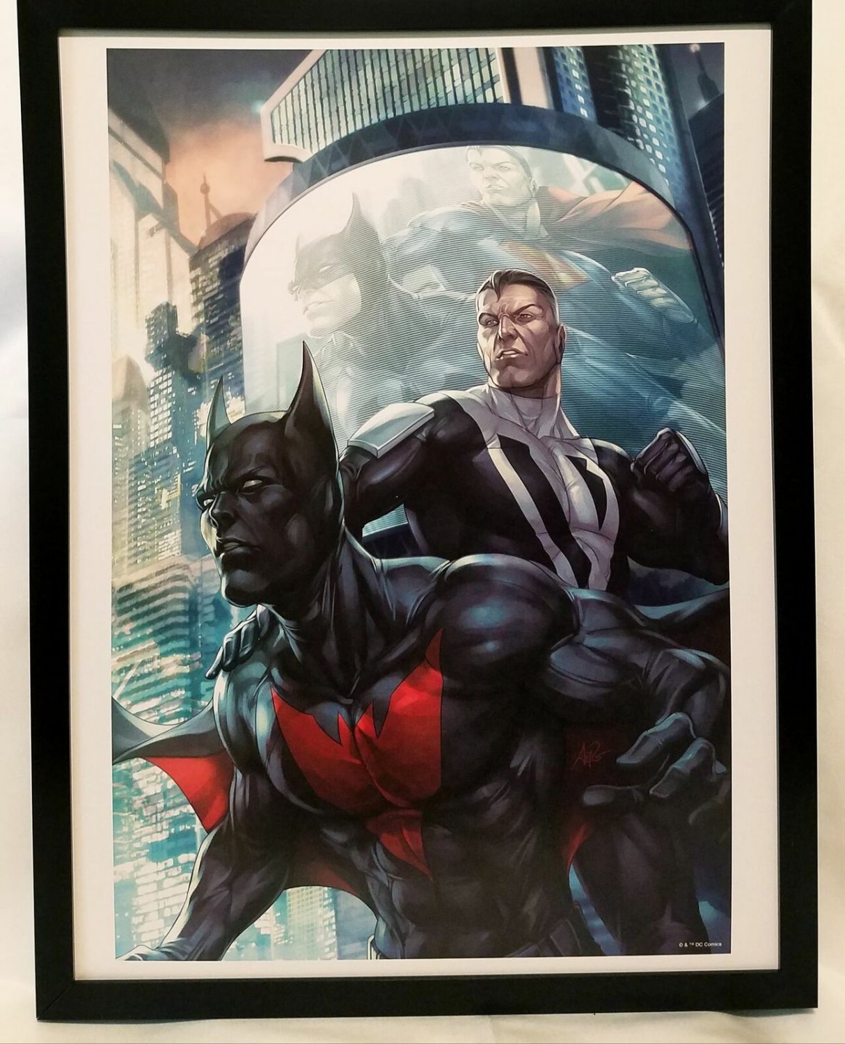 Batman Beyond & Superman by Stanley Artgerm Lau FRAMED 12x16 Art Print DC Comics